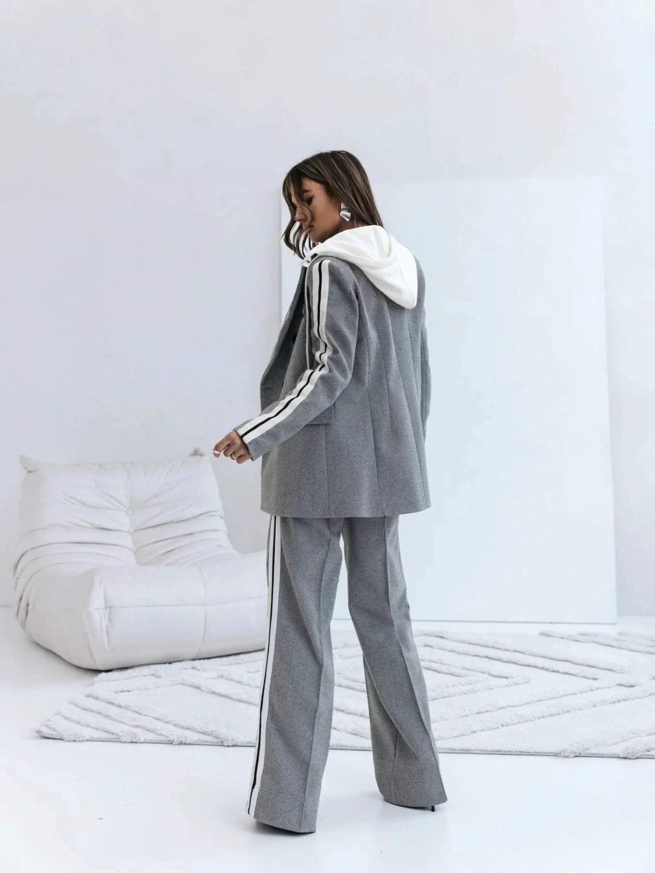 Aubrey | Sport Luxe Hoodie Blazer & Wide Leg Pants Set