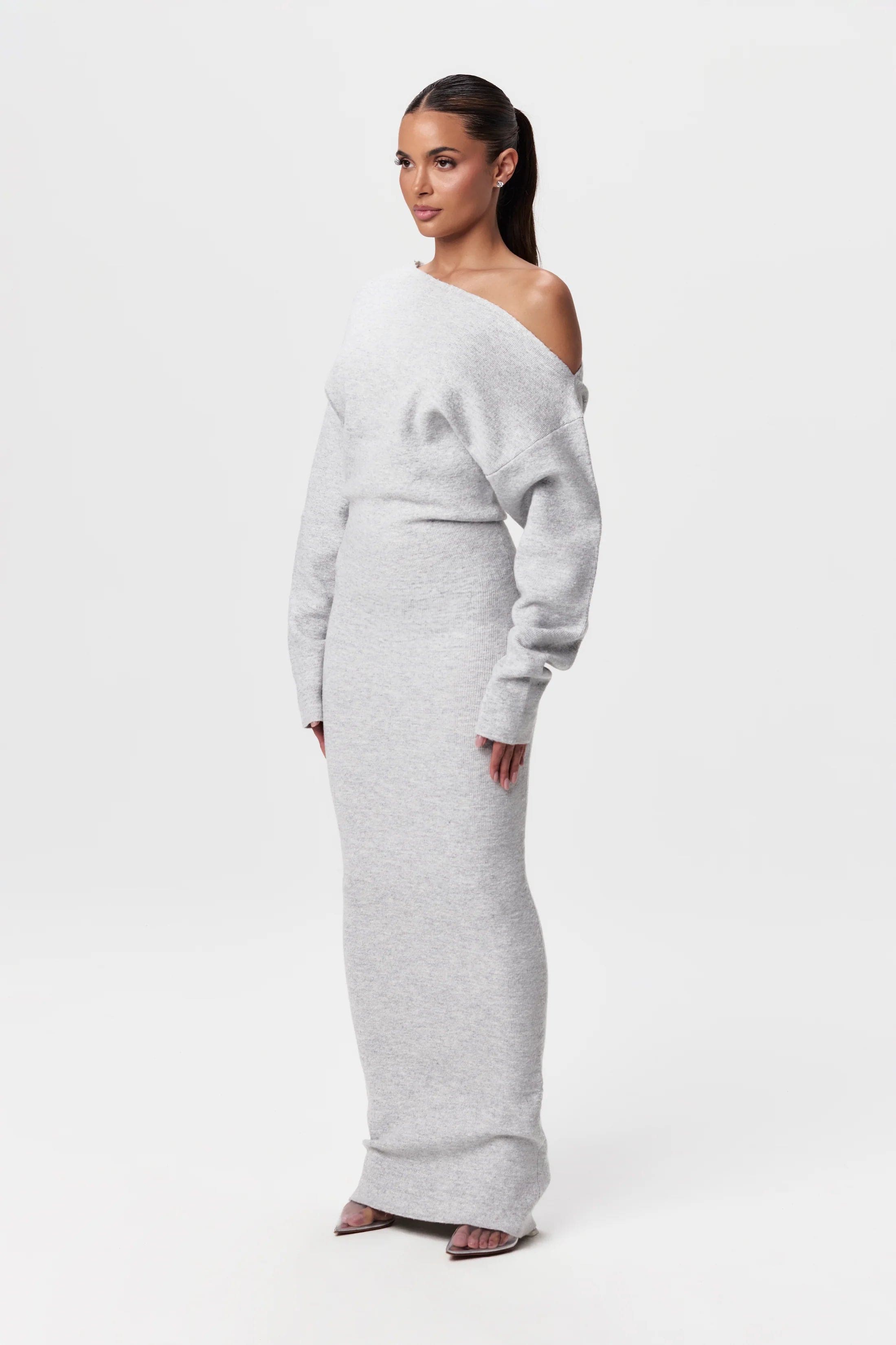 Serena Knit | Off-Shoulder Maxi Jurk