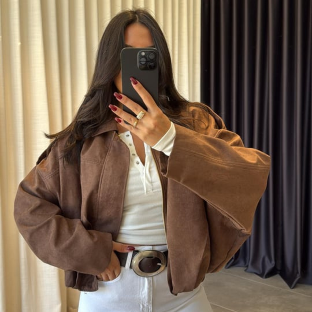Avery | Luxe Suede Bomber Jacket