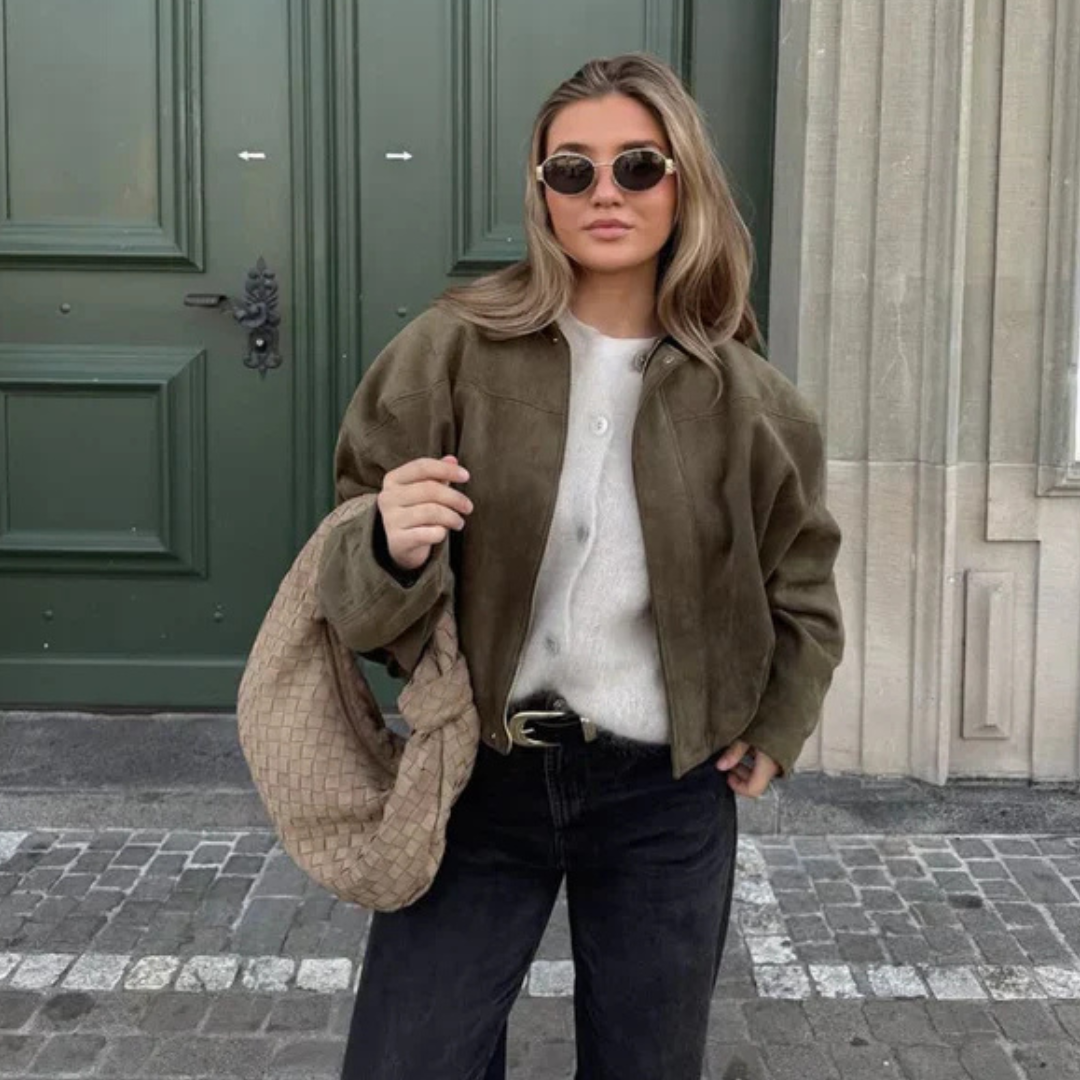 Avery | Luxe Suede Bomber Jacket