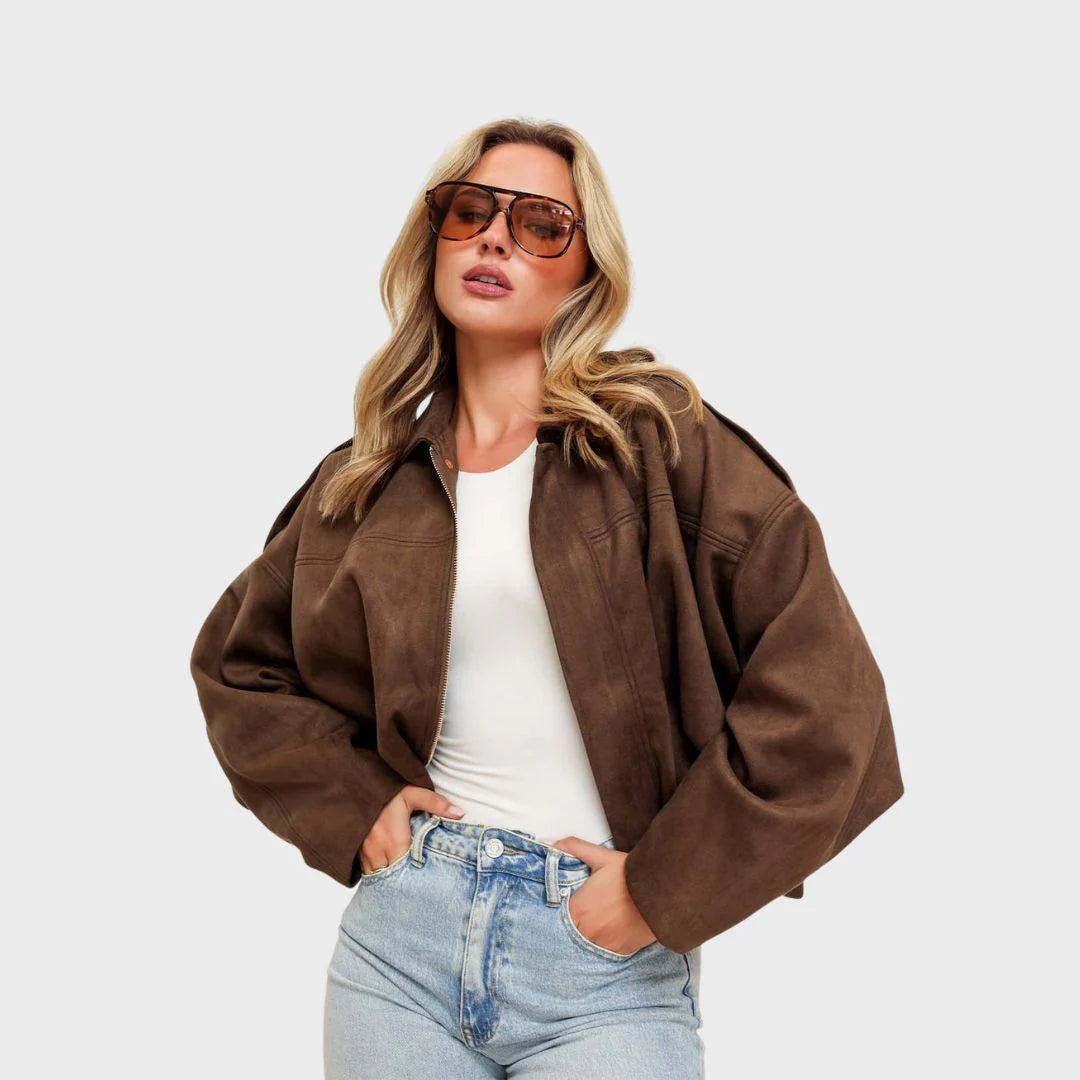 Avery | Luxe Suede Bomber Jacket